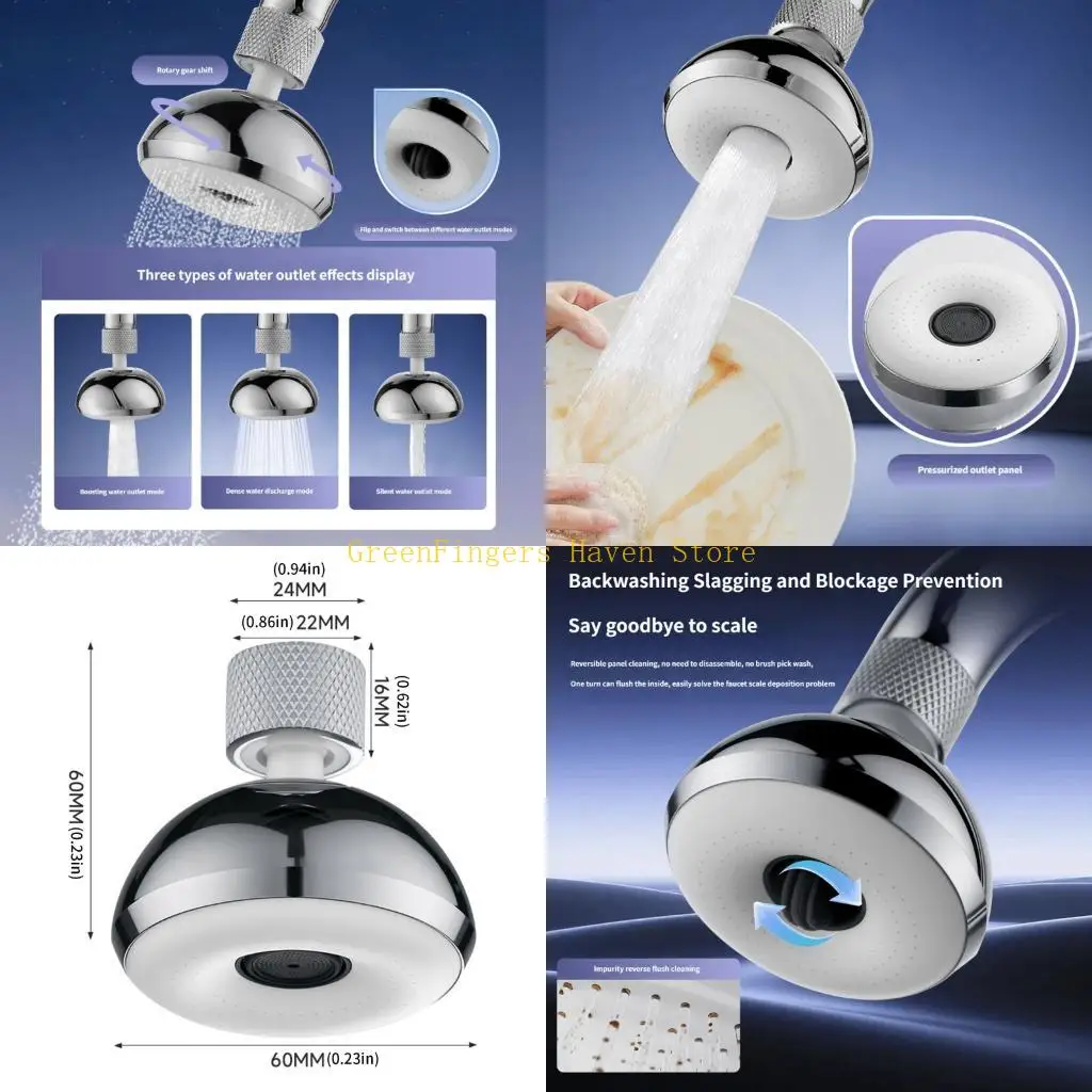 

F68D Water Saving Tap Aerator with 3 Sprays Setting & Flexible Head ABS Faucet Nozzle Easy to Use for Dishwashing