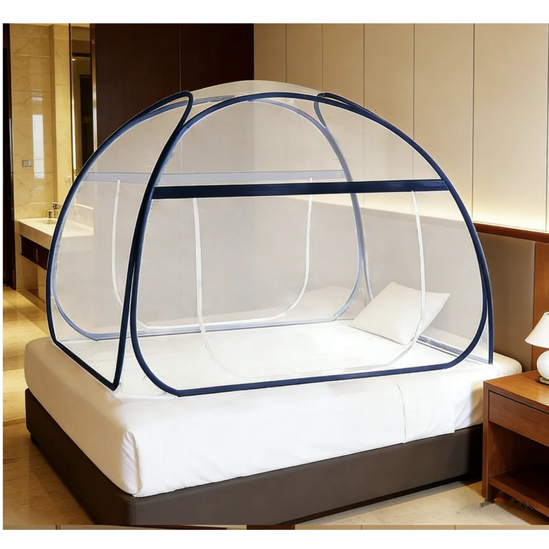 Portable Foldable Mosquito Net Tent with Steel Wire Bracket, 20 Inch Luggage Size, Mongolian Bag Travel Mosquito Net, Airplane T