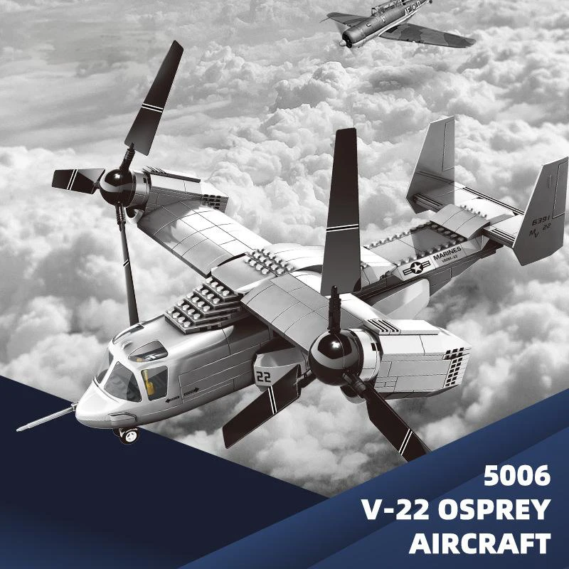 City Series Children Gift 460pcs/set V-22 Osprey Aircraft Model Fighter Assembling Building Block Bricks Educational Toys