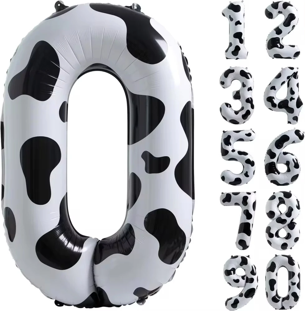 Globos de aluminio grande de 40 pulgadas con número 0-9 para niñas y niños, decoración para fiesta de cumpleaños, Baby Shower, animales de granja de vacas, suministros de decoración para fiesta temática