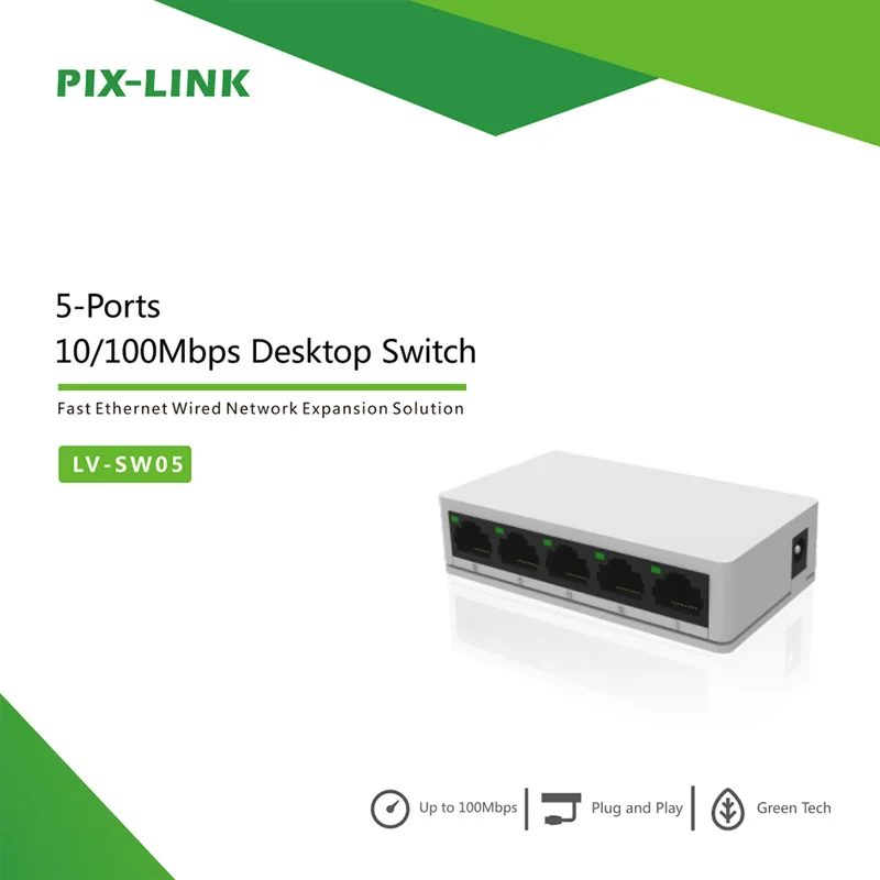 5-Port Mini Switch Gigabit 10/100Mbps PIX-LINK Ethernet Switch Distributor Fast Network Switch For Home Office Plug SW05