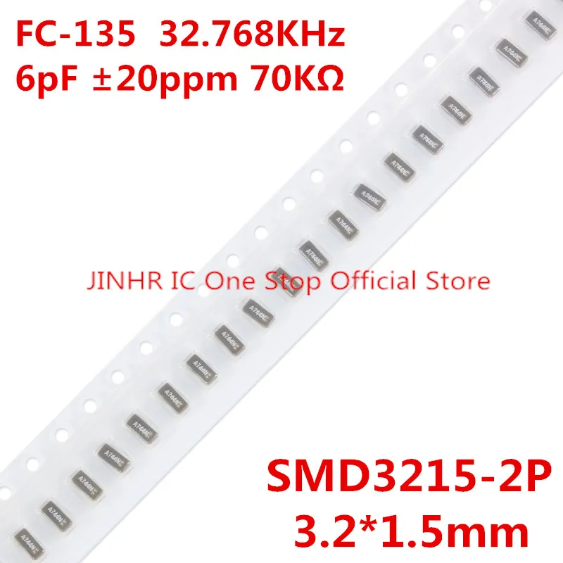 New 10PCS FC-135 32.768KHz 6pF ±20ppm 70KΩ, SMD3215-2P, Q13FC1350004900, Passive surface mount crystal oscillator