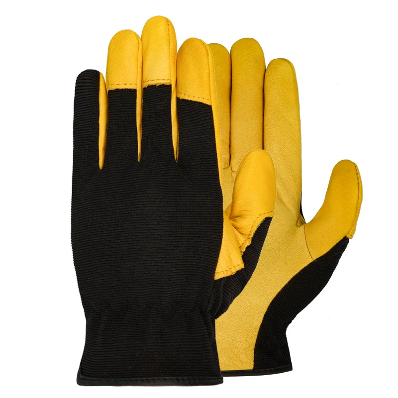 Men Work Gloves Soft Cowhide Driver Hunting Driving Farm Garden Welding Security Protection Safety Workers Mechanic Glove