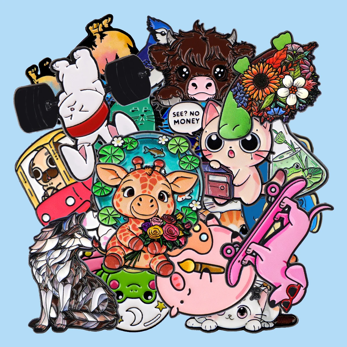 Random Mix 20pcs/set Animals Series Enamel Pin Brooches For Lapel Pins Badge on Backpack Cloths Accessories Fashion Jewelry Gift