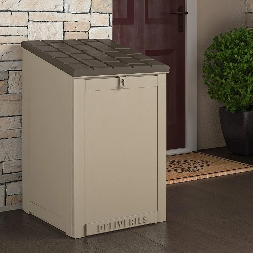 Outdoor LIving BoxGuard®, Large Lockable Package Delivery and Storage Box, 6.3 cubic feet, Tan