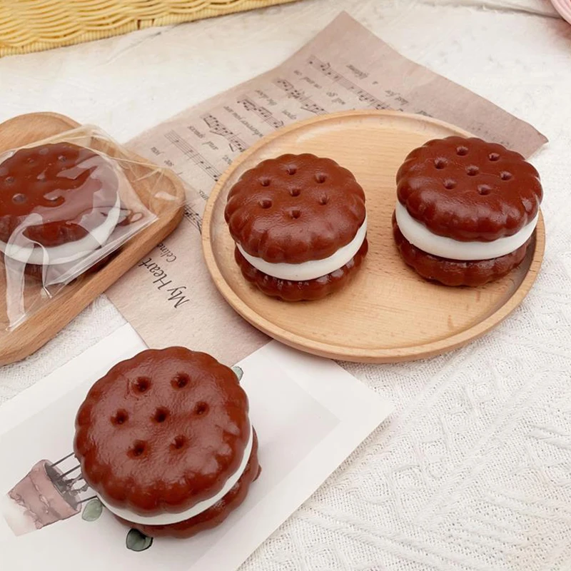 Funny Chocolate Sandwich Biscuits Pinch Toys Mud Feeling Decompression Toy Squeeze Slow Rebound Toy Stress Relief Toys Kids Gift