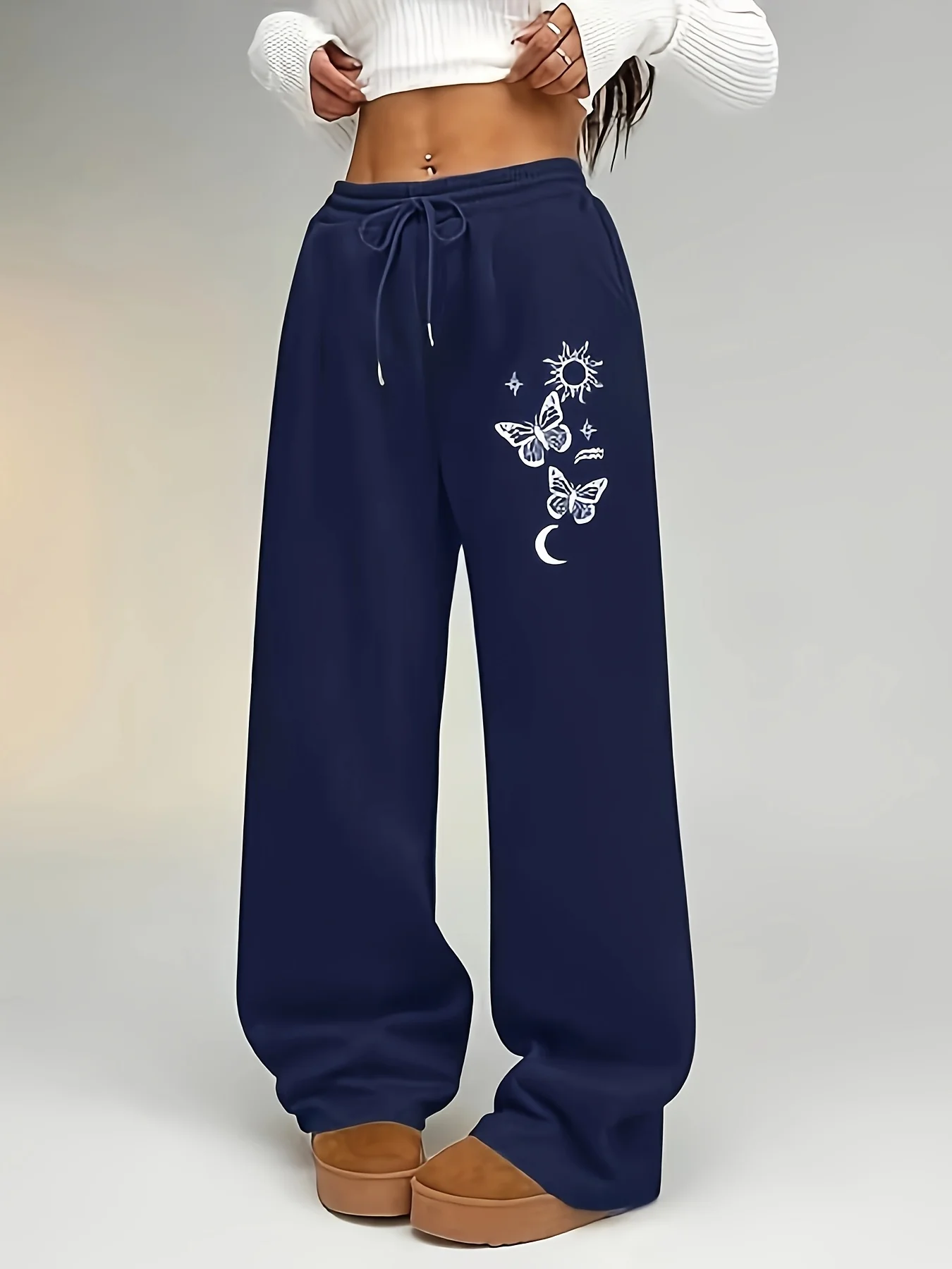 

Женские осенние и зимние свободные прямые флисовые спортивные штаны больших размеров с эластичным поясом, модная уличная одежда, стильная универсальная одежда