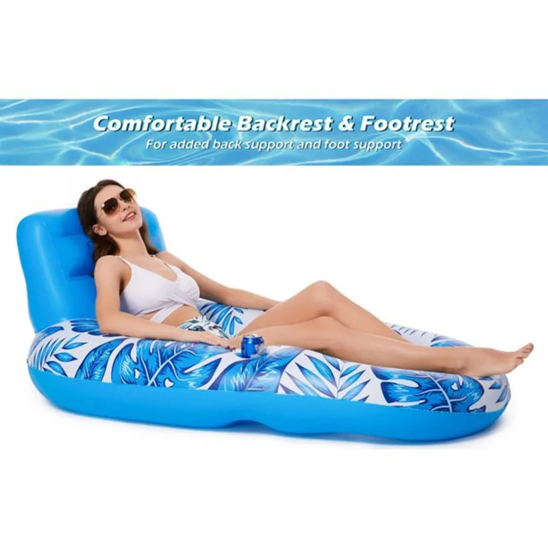 Inflatable Floating Boat Lounge Portable Swim Ring PVC For Beach Vacation/family Pool Party Leaf Cushion Bed With Mesh Outdoor