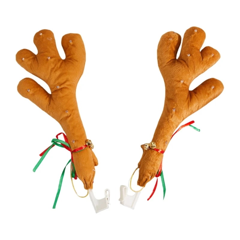 

1 пара автомобильных рогов, рождественские украшения с рогами лося со светодиодной подсветкой, внешняя отделка автомобиля, праздничный декор из рога северного оленя