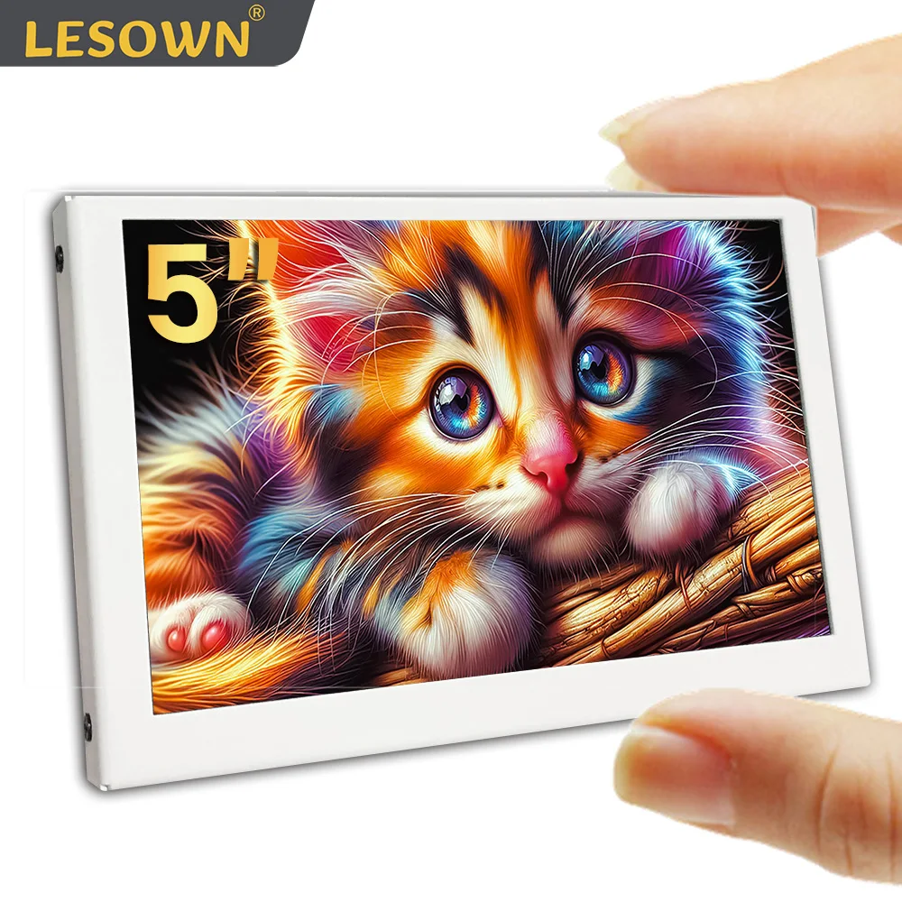 LESOWN mini Small Screen Monitor 5 inch HDMI USB Powered 480x800 IPS Tiny Secondary Display for Computer Laptop PC Metal Shell