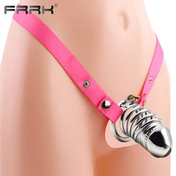 FRRK Male Chastity Belt with Penis Shaped Big Metal Cock Cage For Men Adult 18+ Hollow Design BDSM Sex Products Sexual Toys