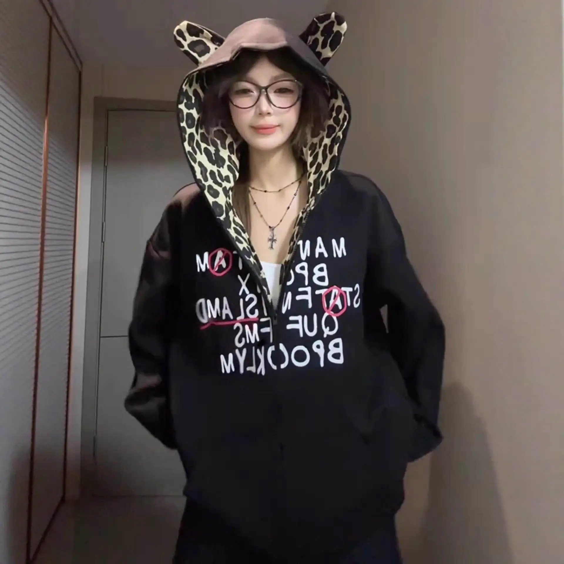 

Women's Hoodie Long Sleeve Letter Print Patchwork Zipper Jacket Street Style Fashion Outerwear Winter Casual Comfortable Top
