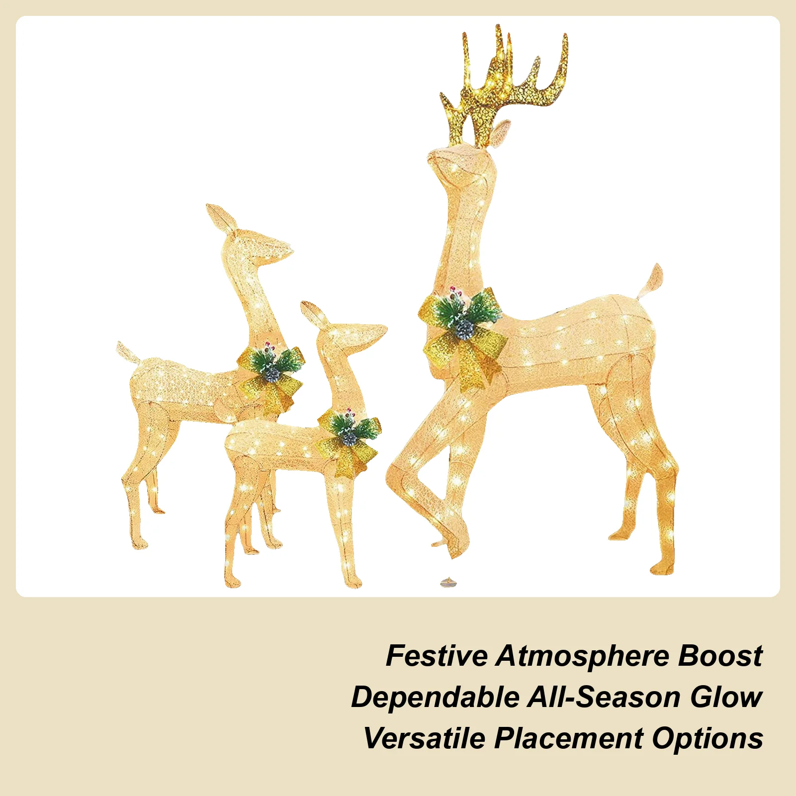 Christmas Reindeer Stake Light 3-Piece Seasonal LED Yard Decor Lighted Acrylic Stake Decoration For Yard Garden Pathway Patio