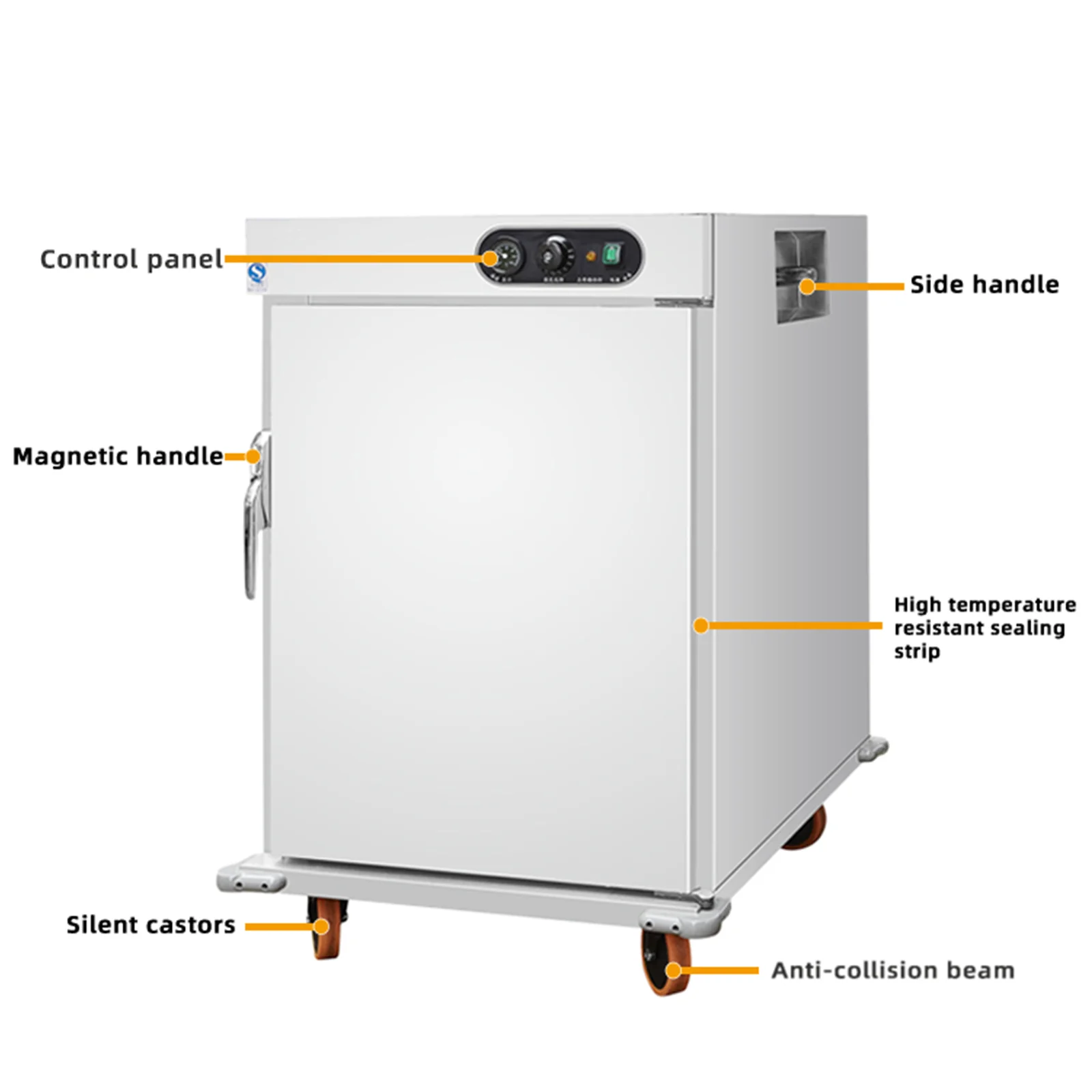 Commercial Electric Kitchen Hot Food Insulation Cabinet 6L Stainless Steel Body Mobile  with Wheels