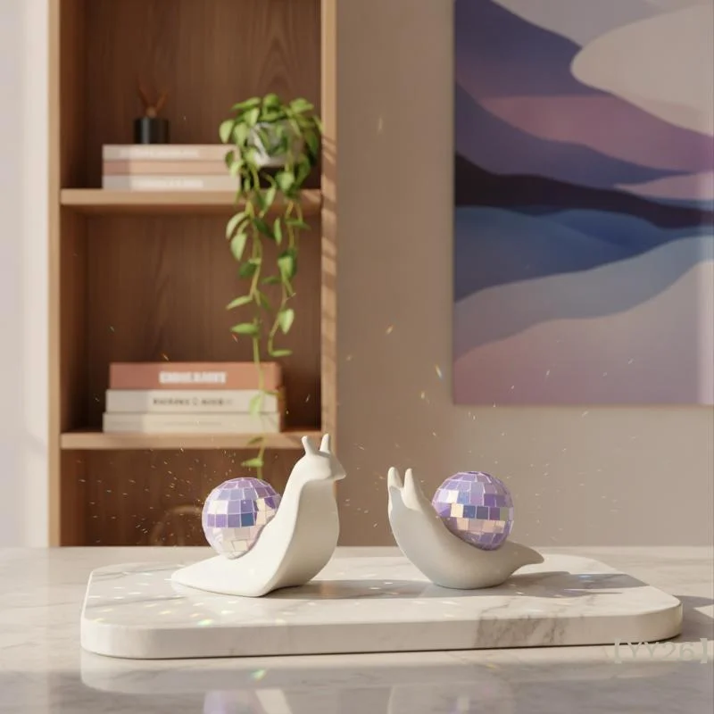 【YY26】Sparkling Snail Disco Ball Suncatcher Colorful Reflective Ornament for Rainbow Light Effects & Home Decor