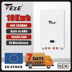 TEZE PowerWall 10Kwh 48V 200AH LIfePo4 batteria BMS integrato CAN RS485 sistema di accumulo di energia solare domestica esente da tasse EU Stock