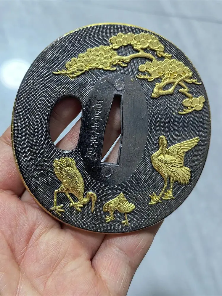 Alloy Pine Crane Tsuba For Japanese Sword Katana Wakizashi Tanto Fittings