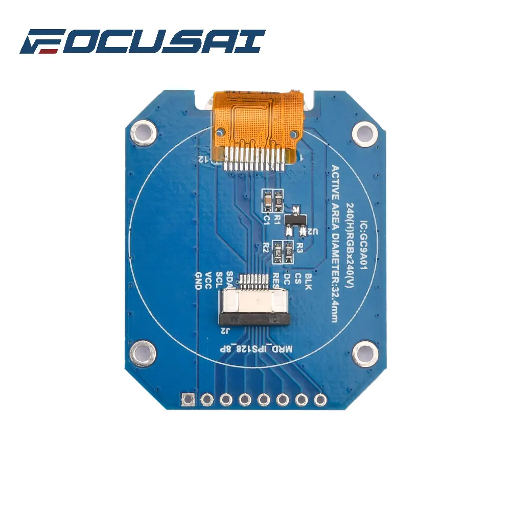 Focusai 1.28 Inch Tft Lcd Display Module Rond Rgb Gc9a01 Driver 4 Wire Spi Interface 240X240 Resolutie Adapter Pcb Dc 3.3V