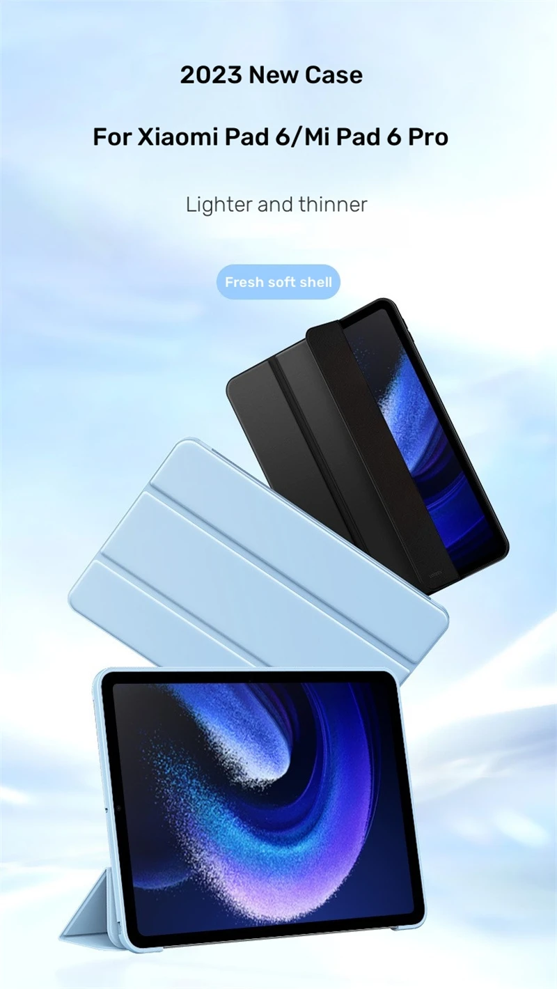 Smat Case For Xiaomi Pad 6 2023 11 inch PU Leather Tri-folding