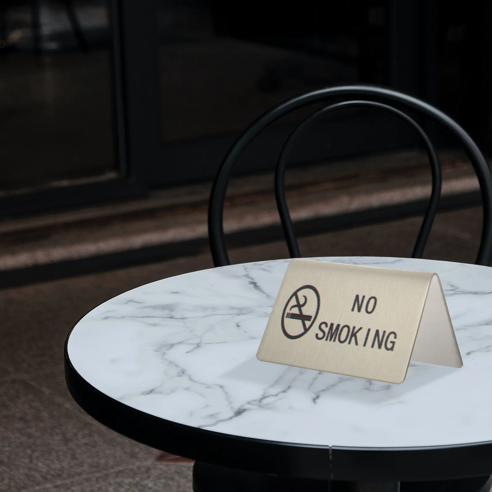 

Stainless Steel No Smoking Sign Tabletop Indicator Public Place Warning Signboard For Office Restaurant School Non-Slip