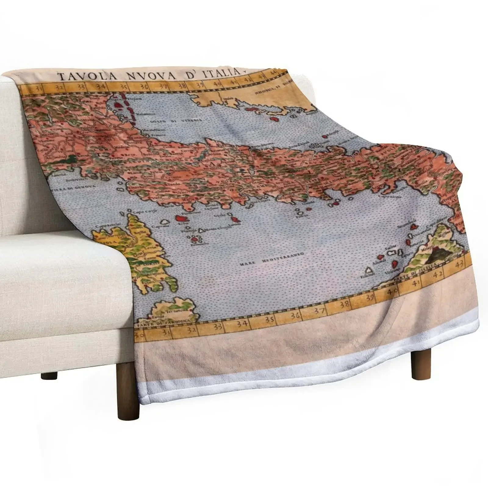 Map Of Italy 1561 Throw Blanket Decorative Sofa Summer Beddings cosplay anime Loose Blankets