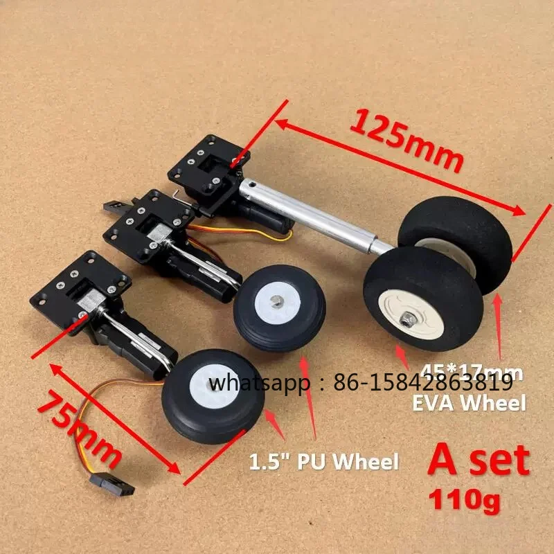 Suitable for 1.5-2 Kg Remote Control Aircraft Modification Accessories, Electronic Retractable Landing Gear with Wheels