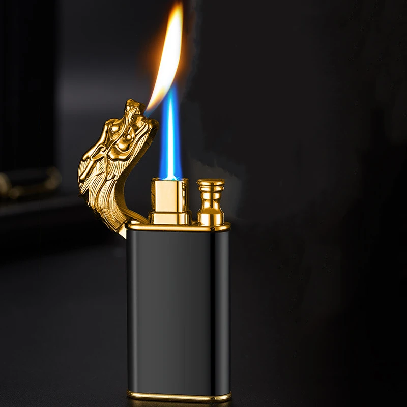 Creative Dragon Double Fire Lighter Jet Flame Open Fire Conversion Windproof Gas Lighter Smoking Personalized Gift For Boyfriend