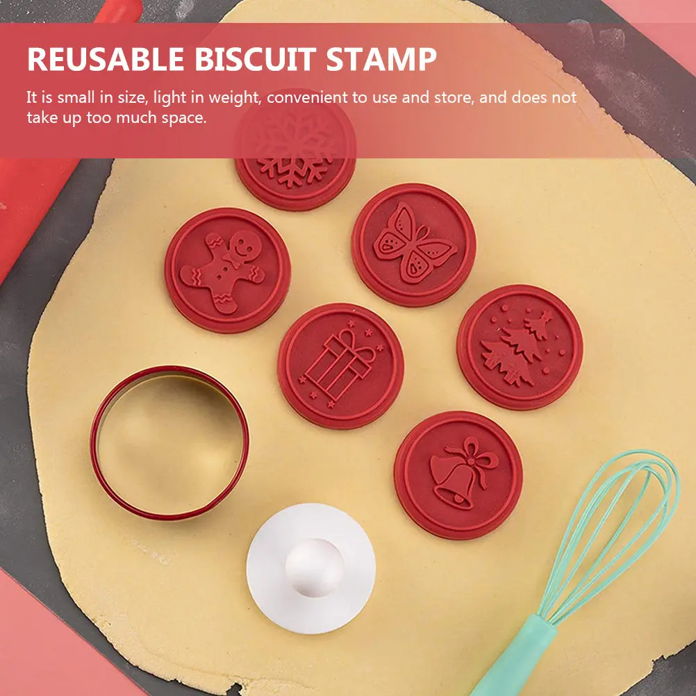 1Set Christmas Cookie Stamp Set Exquisite Festive Embossing Mold Non-Stick Reusable Biscuit Stamping Tool for Cookies Fondant