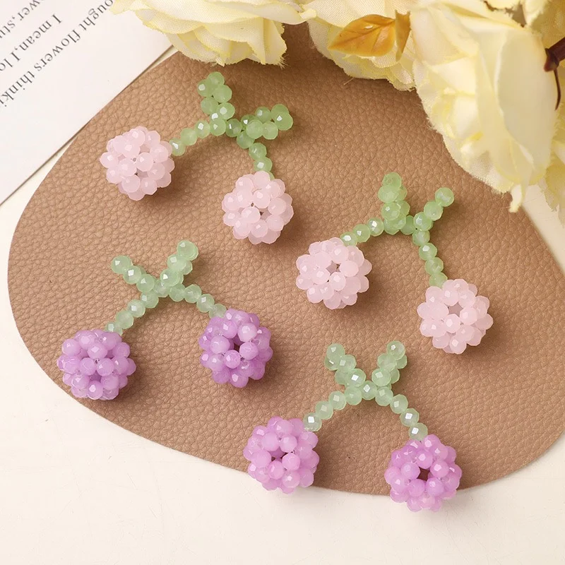 New arrived 20pcs/lot color print glass beads decoration handmade cartoon cherry shape bead diy jewelry garment hair accessory