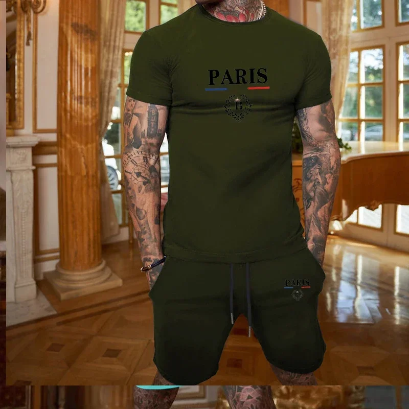 T-shirt et short de fitness à manches courtes pour hommes, survêtement de jogging décontracté, vêtements de créateurs quotidiens, mode estivale, nouveau, 2 pièces