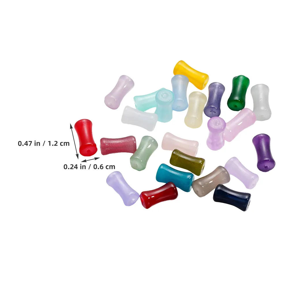 60Pcs Imitation Jade Glass Bamboo Joint Beads Durable Craft Beads for DIY Bracelets Necklaces Earrings Jewelry Making Supplies