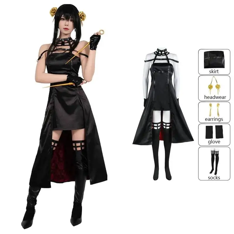 

Yor Forger Costume Spy X Family Thorn Princess Assassin Outfit With Accessories Full Set For Halloween Anime Cosplay