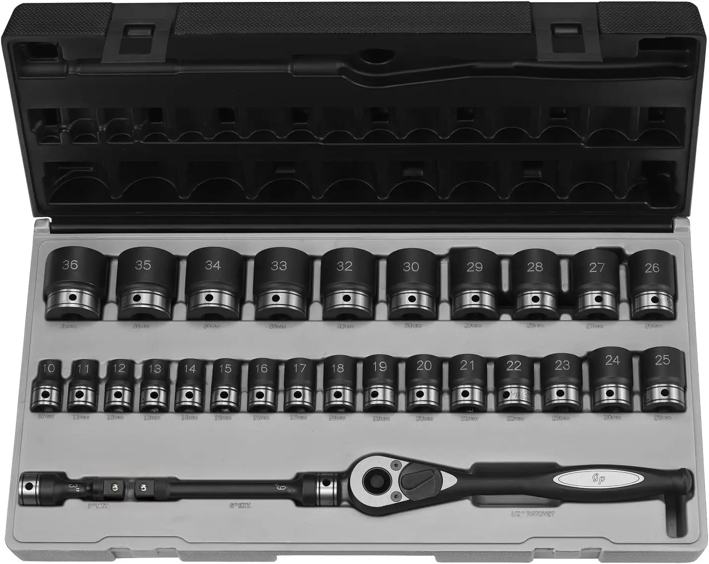 Corp. Gy82629M .50 In. Drive 6 Point Metric Duo Socket Set - 29 Pieces