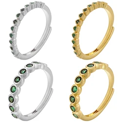ZHUKOU super thin green stones Women's ring vintage opening Couple rings good friend gifts 2023 fashion Jewelry wholesale VJ419
