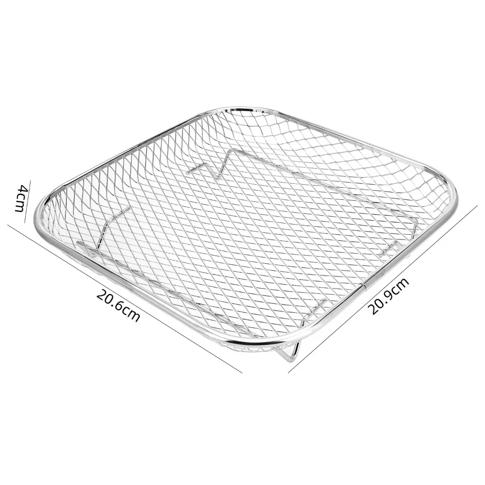 New Stackable Air Fryer Rack Non-Stick Stainless Steel Airfryer Tray Grill Basket Kitchen Gadgets