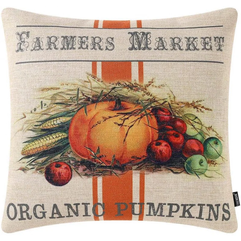 

Thanksgiving Autumn Decoration Farmers' Market Pumpkin Pillowcase 18x18 inch Sofa Cushion Cover