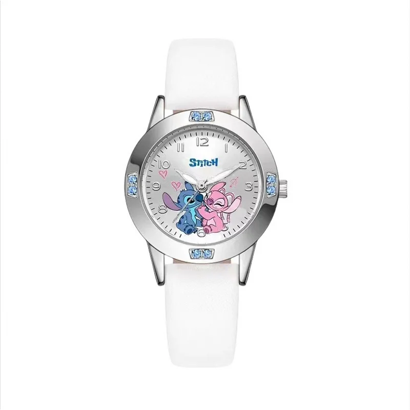 ساعة ديزني ستيتش للأطفال - ساعة كوارتز مزخرفة بالألماس مع قرص مضيء للأولاد والبنات
