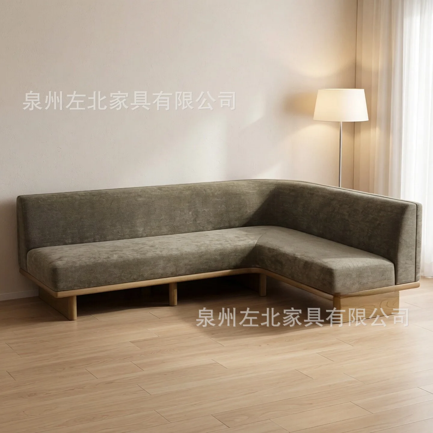 HYS Nordic Simple Atmosphere Solid Wood Fabric Sofa B & B Club Cafe Meeting Card Seat