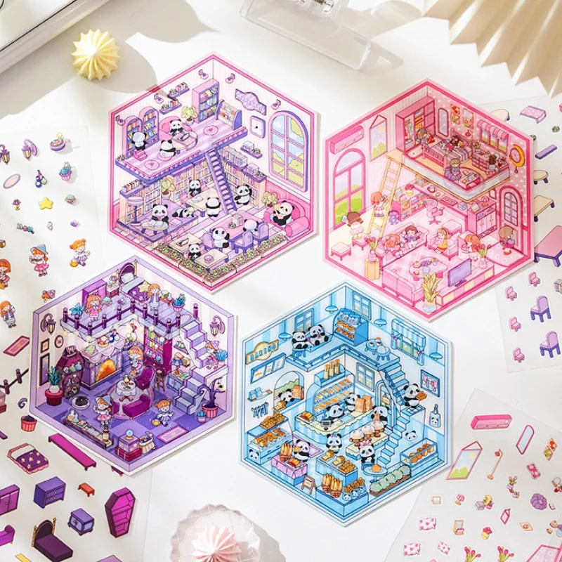 

3D Landscaping Sticker Cross-border DIY Girl Heart Hand Account Collage Cute Cartoon Miniature Hand Account Sticker