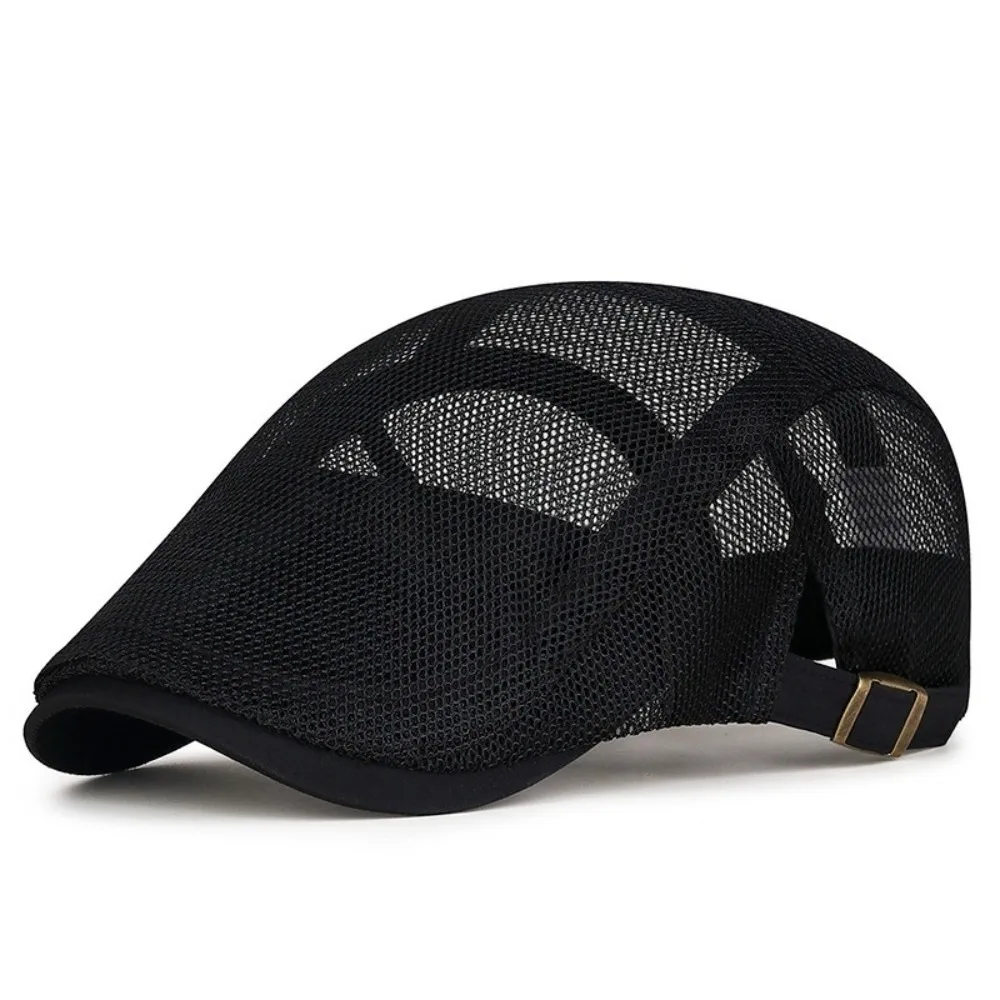 Casual Outdoor Beret Men's Hat Breathable Mesh Newsboy Cap Spring Summer Adjustable Forward Cap Flat Gorras
