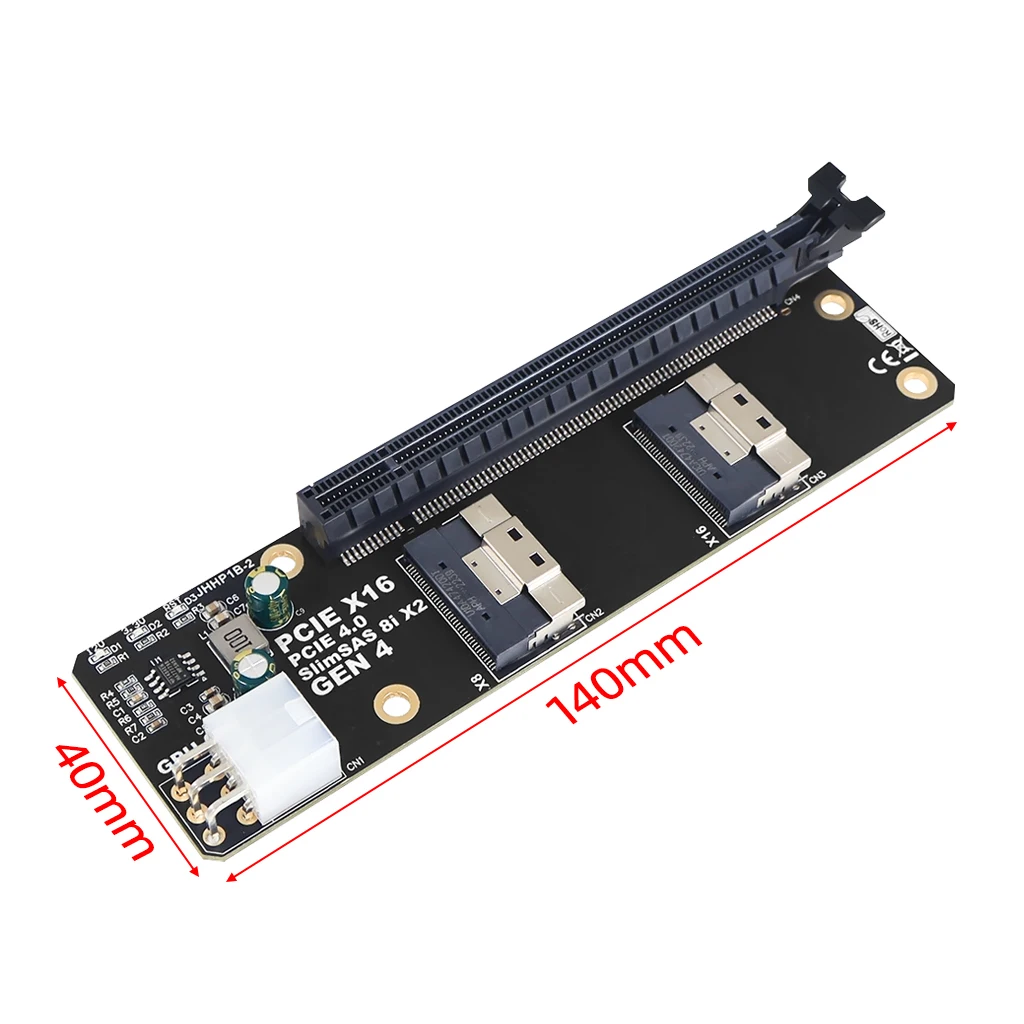Slimsas 8i x2からpcie 4.0 x16スロットアダプターカード、sff8654