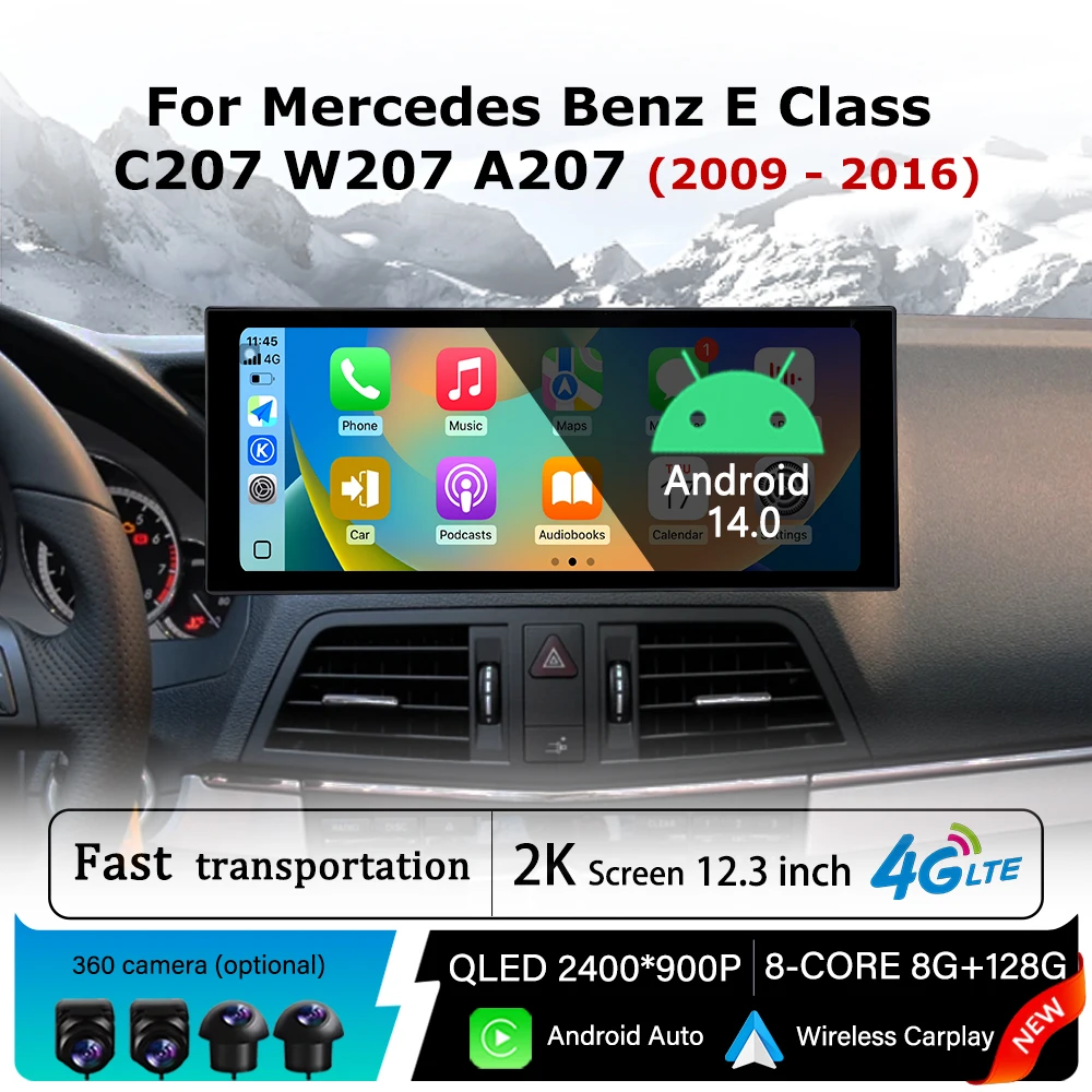 

for Merredes Benz E Class C207 W207 A207 2009-2016 Carplay Android 14 Car Stereo Radio Multimedia Touch Display GPS Navi WiFi BT