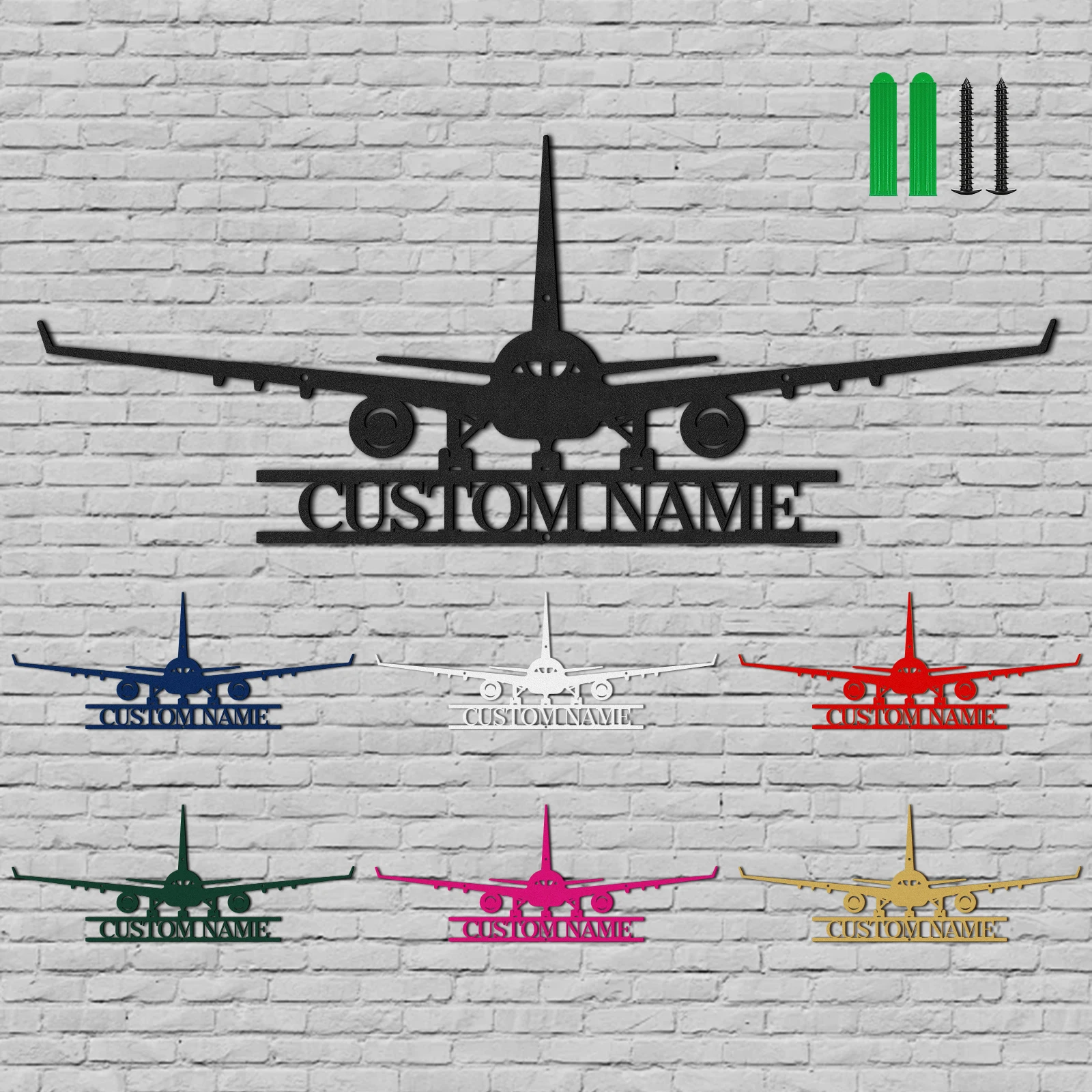 Personalized Aluminum Airplane Wall Decor Custom Name Sign Metal Aviation Art for Kids Room Bedroom Tool Room Pilot Gift