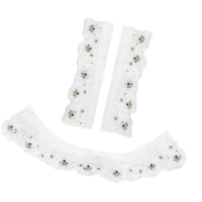 Multifunctional Rhinestones Decors Clothes Patches Lace Embroidery Collar Applique Y166