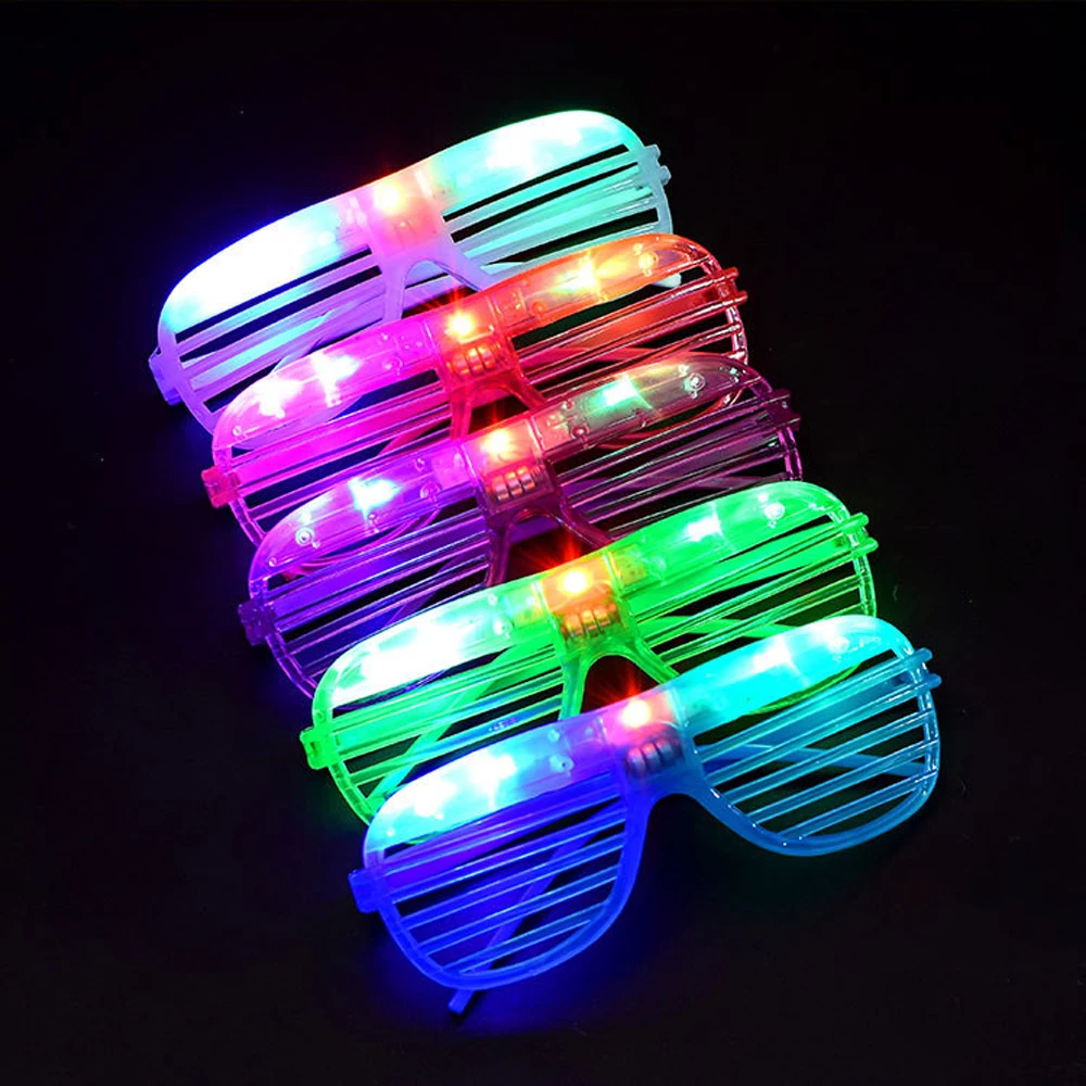 

Favors Party Sunglasses Neon Glow in The Dark 6 Color Light up Glasses Shutter Shades Glasses LED Glasses Glow Sticks Glasses