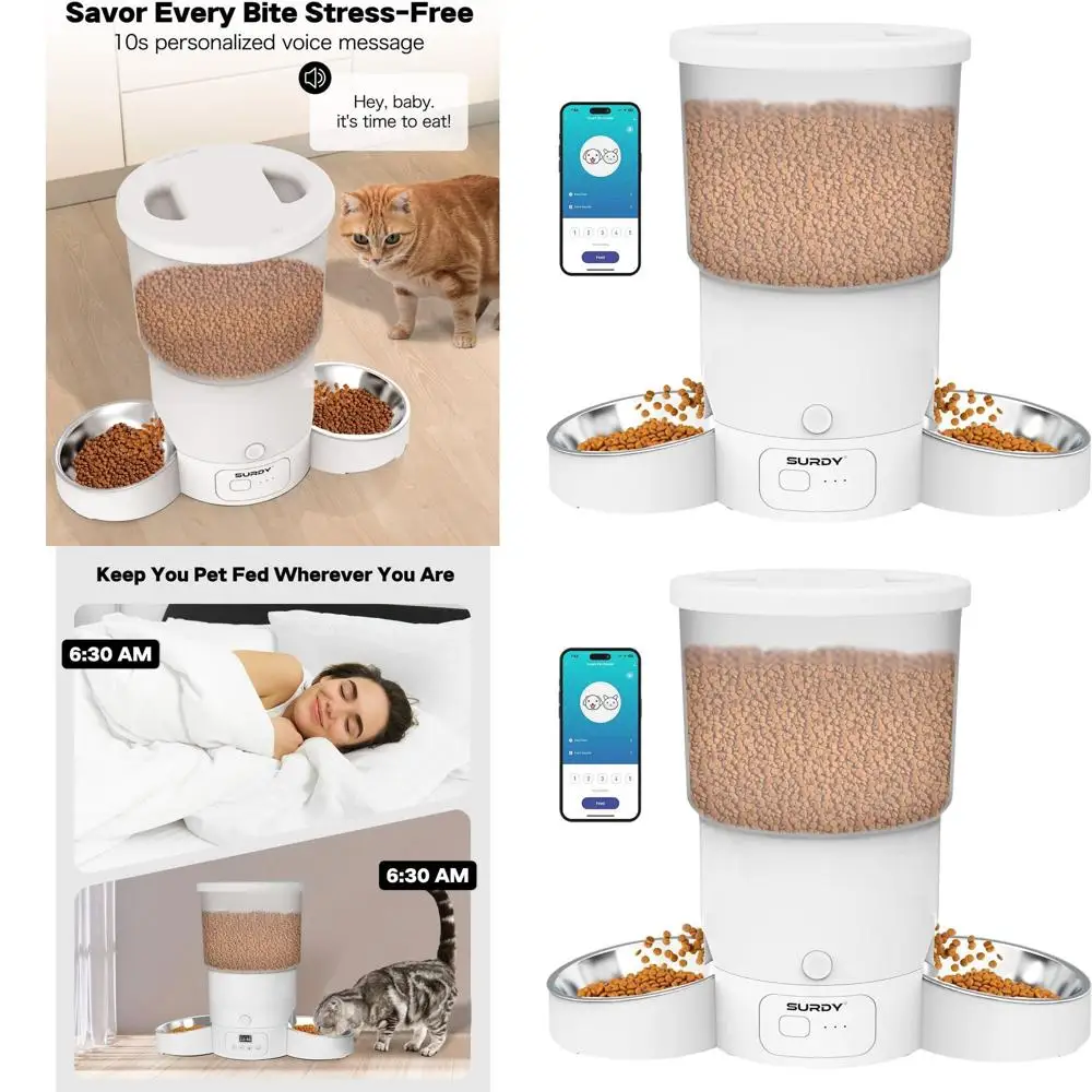 

5G Enabled, 20-Cup/5L Automatic Cat Food Dispenser for Dual Feline Feeding with Smart App Control