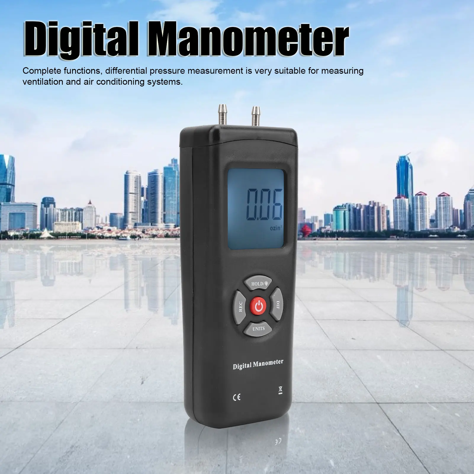 TL‑101 Digital Manometer Air Pressure Meter Gauge Differential Air Pressure Tester Tool +5psi Differential Manometer