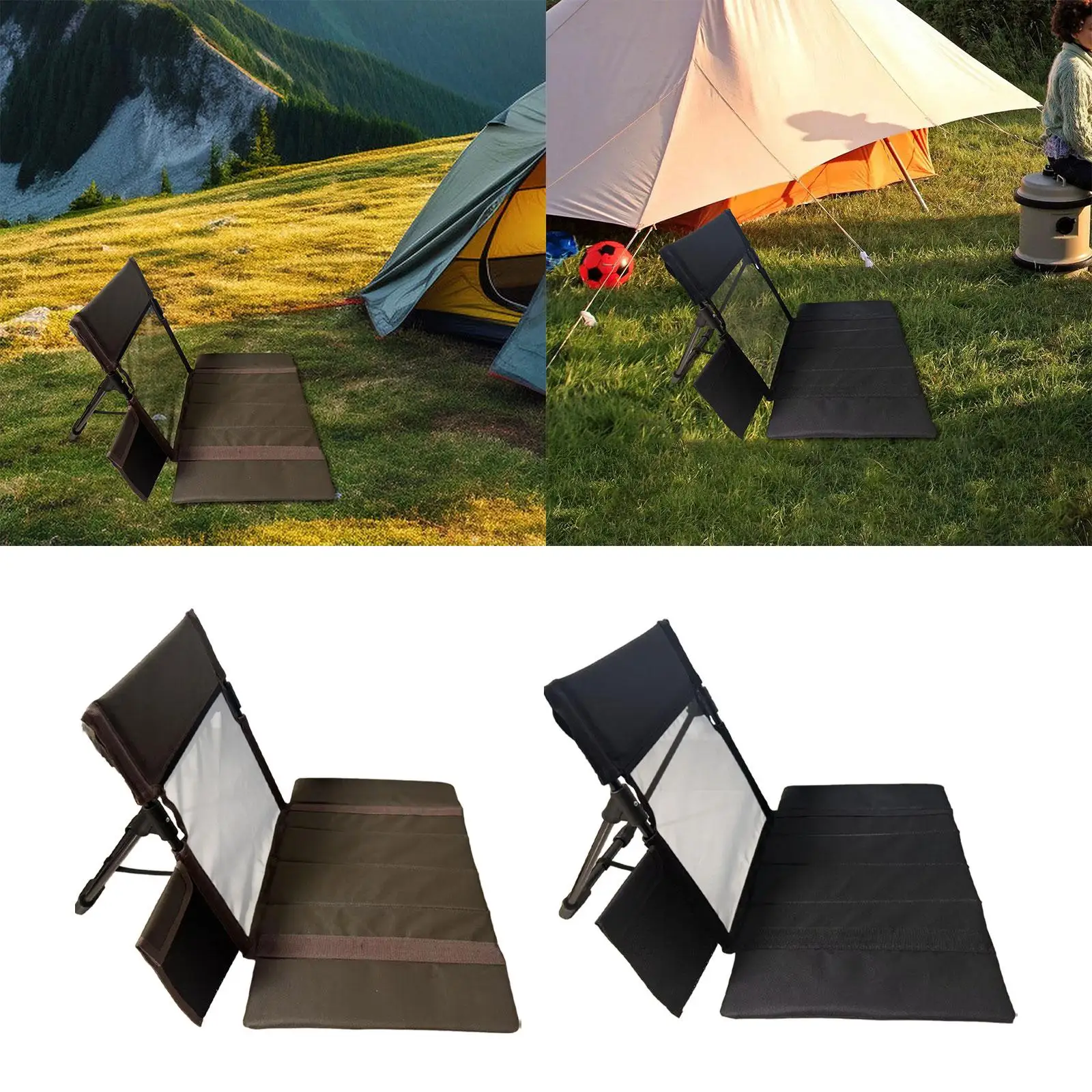 كرسي شاطئ قابل للطي مع دعم خلفي، مقعد أرضي خفيف الوزن، مسند ظهر للتخييم لرحلات السفر، حمام السباحة، المشي لمسافات طويلة، الشواء #4