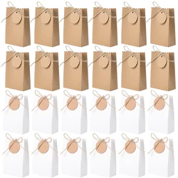 10/20/30pcs Retro Kraft Paper DIY Gift Bag White Brown Cookie Wedding Favor Candy Box Food Packaging Bag With Rope Birthday Deco