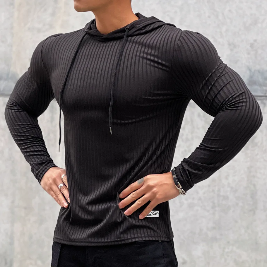 Gym Fitness T-shirt Men Casual Long Sleeve Skinny Shirt Male Bodybuilding Tees Tops Running Sports Quick Dry Training Clothing